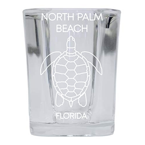 North Myrtle Beach South Carolina Souvenir 2 Ounce Square Shot Glass Laser Etched Turtle Design