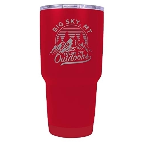 Big Sky Montana Souvenir Laser Engraved 24 Oz Insulated Stainless Steel Tumbler Red.