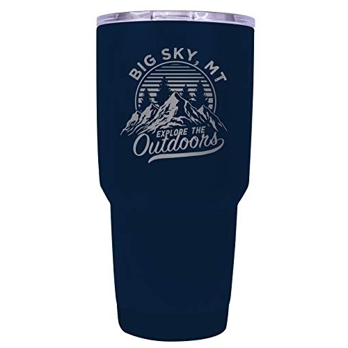 Big Sky Montana Souvenir Laser Engraved 24 Oz Insulated Stainless Steel Tumbler Navy.