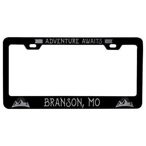 R And R Imports Branson Missouri Laser Etched Vanity Black Metal License Plate Frame