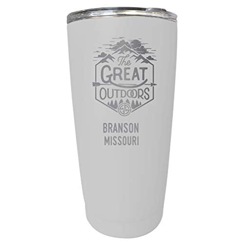 R And R Imports Branson Missouri Etched 16 Oz Stainless Steel Insulated Tumbler Outdoor Adventure Design White White.