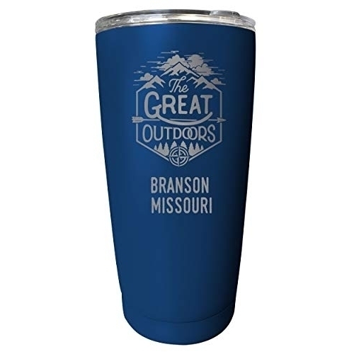 R And R Imports Branson Missouri Etched 16 Oz Stainless Steel Insulated Tumbler Outdoor Adventure Design Navy.