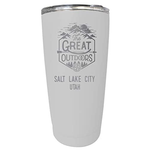 R And R Imports Salt Lake City Utah Etched 16 Oz Stainless Steel Insulated Tumbler Outdoor Adventure Design White White.
