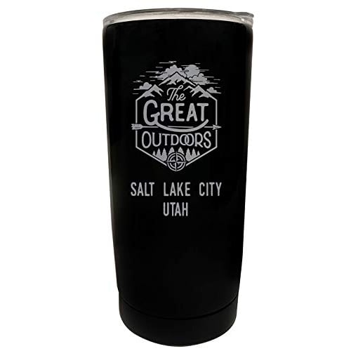 R And R Imports Salt Lake City Utah Etched 16 Oz Stainless Steel Insulated Tumbler Outdoor Adventure Design Black.