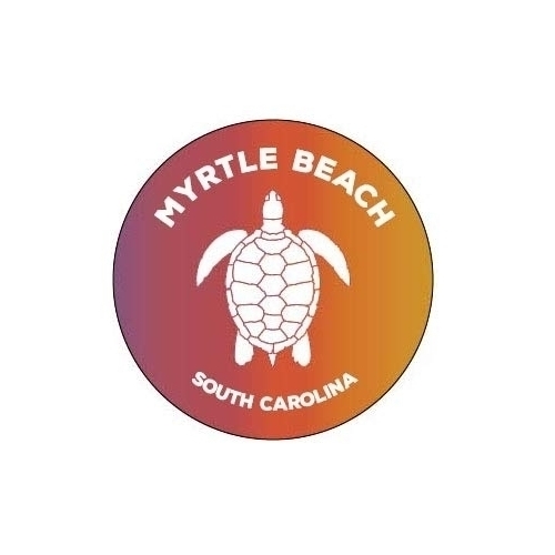 Myrtle Beach South Carolina 4 Inch Round Decal Sticker Turtle Design