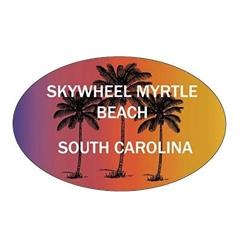 SkyWheel Myrtle Beach South Carolina Souvenir Palm Trees Surfing Trendy Oval Decal Sticker