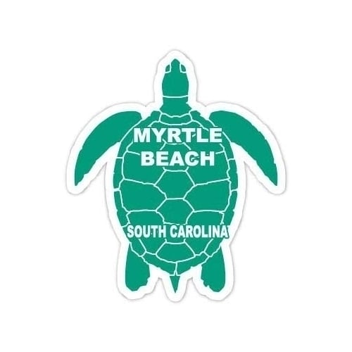 Myrtle Beach South Carolina Souvenir 4 Inch Green Turtle Shape Decal Sticke