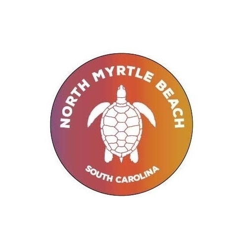 North Myrtle Beach South Carolina 4 Inch Round Decal Sticker Turtle Design