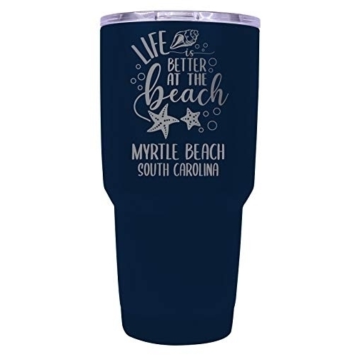 Myrtle Beach South Carolina Souvenir Laser Engraved 24 Oz Insulated Stainless Steel Tumbler Navy.