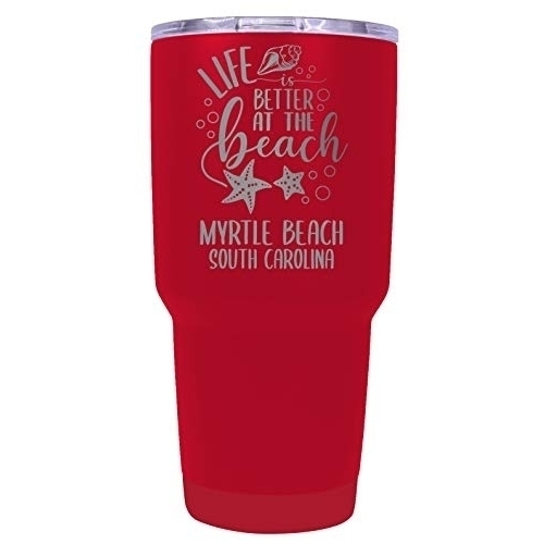 Myrtle Beach South Carolina Souvenir Laser Engraved 24 Oz Insulated Stainless Steel Tumbler Red.