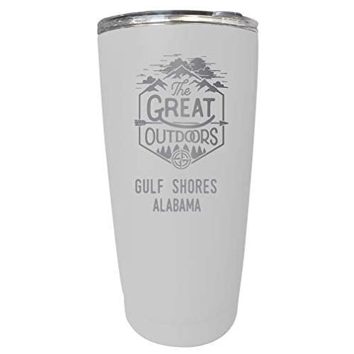 R And R Imports Gulf Shores Alabama Etched 16 Oz Stainless Steel Insulated Tumbler Outdoor Adventure Design White White.