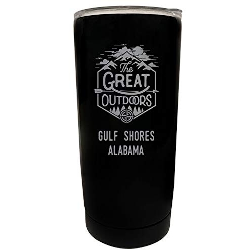 R And R Imports Gulf Shores Alabama Etched 16 Oz Stainless Steel Insulated Tumbler Outdoor Adventure Design Black.