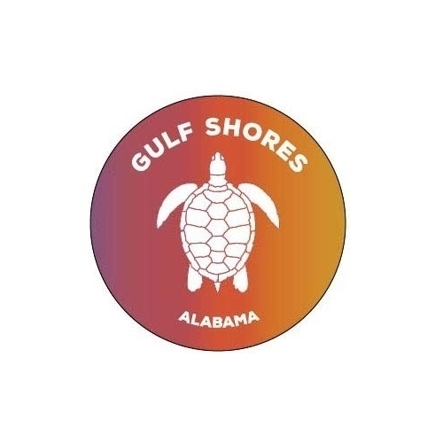 Gulf Shores Alabama 4 Inch Round Decal Sticker Turtle Design