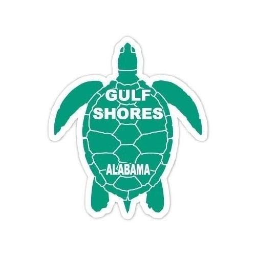 Gulf Shores Alabama Souvenir 4 Inch Green Turtle Shape Decal Sticke