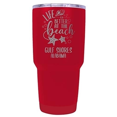 Gulf Shores Alabama Souvenir Laser Engraved 24 Oz Insulated Stainless Steel Tumbler Red.