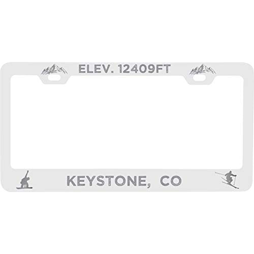 R And R Imports Keystone Colorado Etched Metal License Plate Frame White