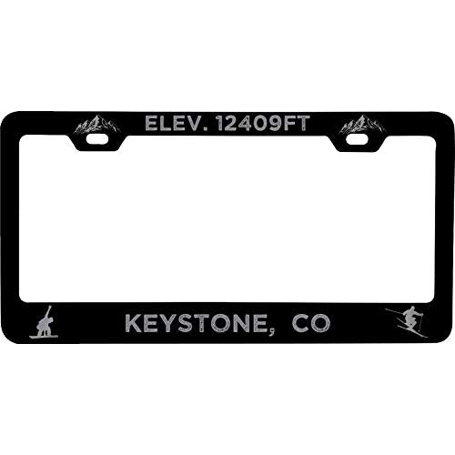 R And R Imports Keystone Colorado Etched Metal License Plate Frame Black