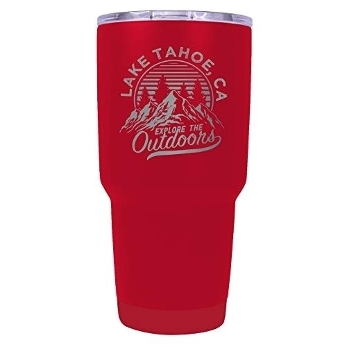 Lake Tahoe California Souvenir Laser Engraved 24 Oz Insulated Stainless Steel Tumbler Red.