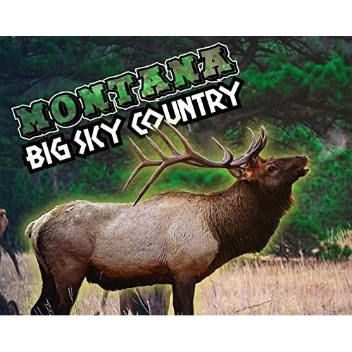 Montana Big Sky Country Elk State Souvenir 5x6 Inch Sticker Decal