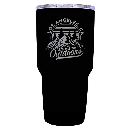 Los Angeles California Souvenir Laser Engraved 24 Oz Insulated Stainless Steel Tumbler Black.