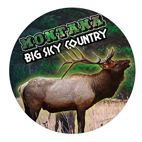 Montana Big Sky Country Elk State Souvenir 3 Round Sticker Decal