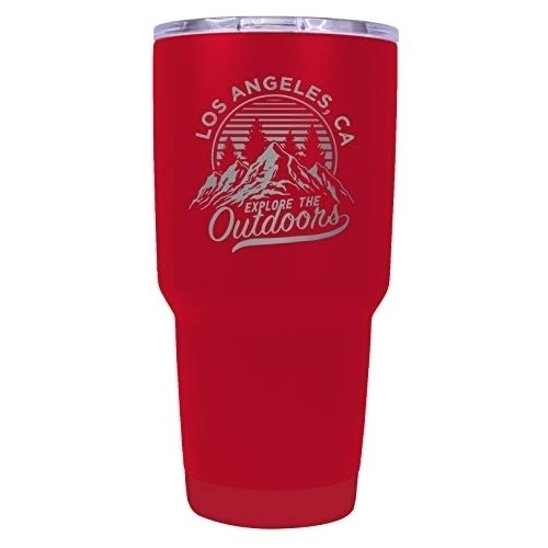 Los Angeles California Souvenir Laser Engraved 24 Oz Insulated Stainless Steel Tumbler Red.