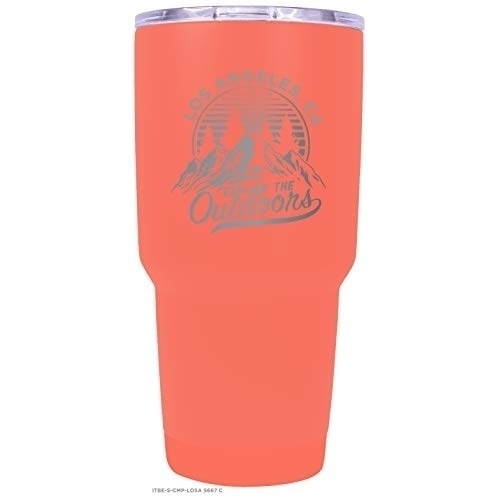 Los Angeles California Souvenir Laser Engraved 24 Oz Insulated Stainless Steel Tumbler Coral.