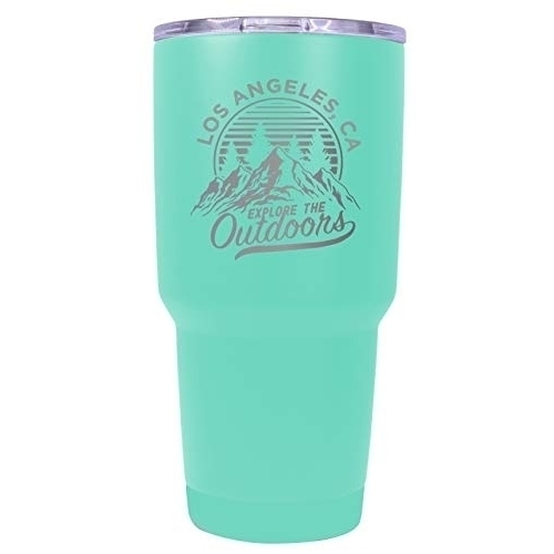 Los Angeles California Souvenir Laser Engraved 24 Oz Insulated Stainless Steel Tumbler Seafoam.