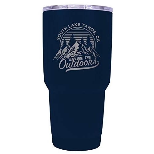 South Lake Tahoe California Souvenir Laser Engraved 24 Oz Insulated Stainless Steel Tumbler Navy.