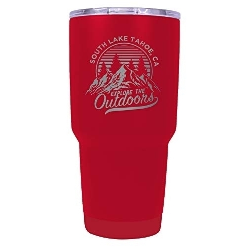 South Lake Tahoe California Souvenir Laser Engraved 24 Oz Insulated Stainless Steel Tumbler Red.