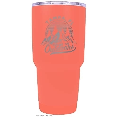 Tampa Florida Souvenir Laser Engraved 24 Oz Insulated Stainless Steel Tumbler Coral.