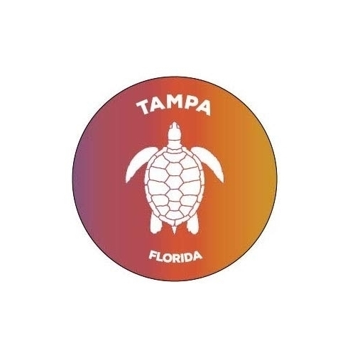 Tampa Florida 4 Inch Round Decal Sticker Turtle Design