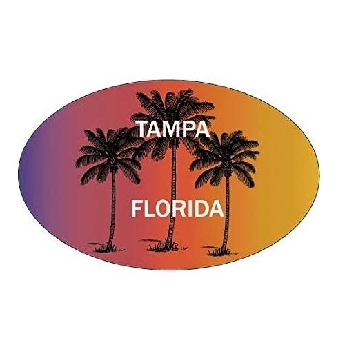 Tampa Florida Souvenir Palm Trees Surfing Trendy Oval Decal Sticker