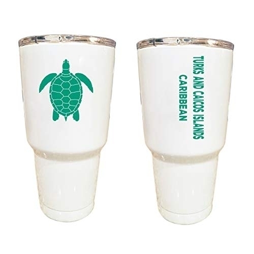 Turks And Caicos Islands Caribbean Souvenir 24 Oz Insulated Stainless Steel Tumbler White White.