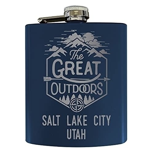 Salt Lake City Utah Laser Engraved Explore The Outdoors Souvenir 7 Oz Stainless Steel 7 Oz Flask Navy