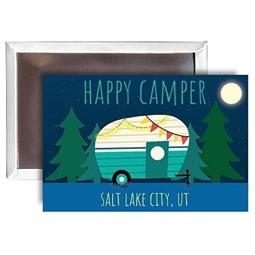 Salt Lake City Utah Souvenir 2x3-Inch Fridge Magnet Happy Camper Design