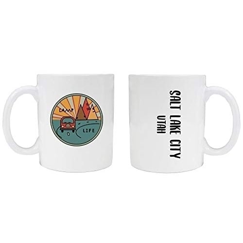 Salt Lake City Utah Souvenir Camp Life 8 Oz Coffee Mug 2-Pack