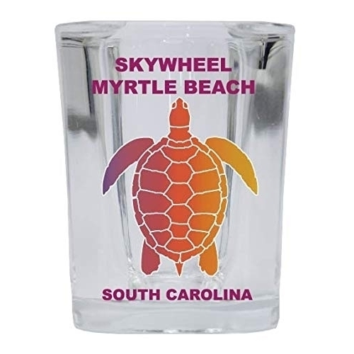 SKYWHEEL MYRTLE BEACH South Carolina Square Shot Glass Rainbow Turtle Design