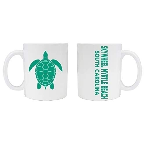 Skywheel Myrtle Beach South Carolina Souvenir White Ceramic Coffee Mug 2 Pack Turtle Design