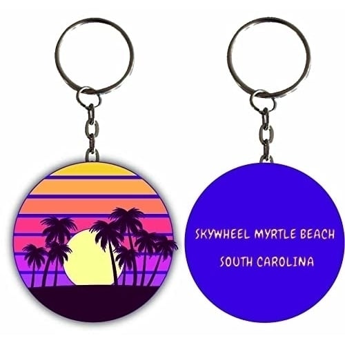 Skywheel Myrtle Beach South Carolina Sunset Palm Metal Keychain