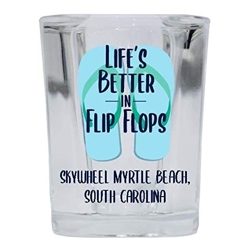 Skywheel Myrtle Beach South Carolina Souvenir 2 Ounce Square Shot Glass Flip Flop Design