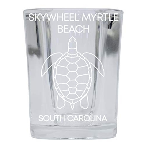 Skywheel Myrtle Beach South Carolina Souvenir 2 Ounce Square Shot Glass Laser Etched Turtle Design