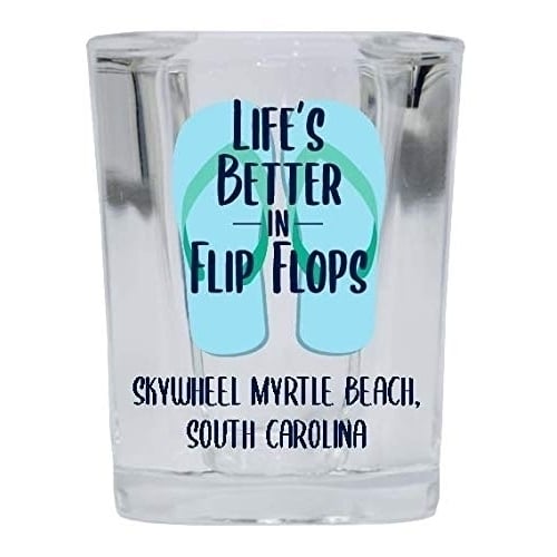 Skywheel Myrtle Beach South Carolina Souvenir 2 Ounce Square Shot Glass Flip Flop Design 4-Pack