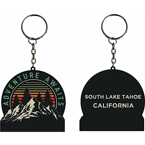 South Lake Tahoe California Souvenir Adventure Awaits Metal Keychain