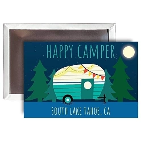 South Lake Tahoe California Souvenir 2x3-Inch Fridge Magnet Happy Camper Design