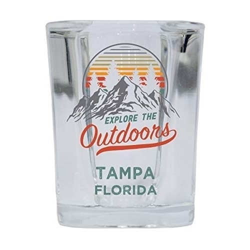 Tampa Florida Explore The Outdoors Souvenir 2 Ounce Square Base Liquor Shot Glass