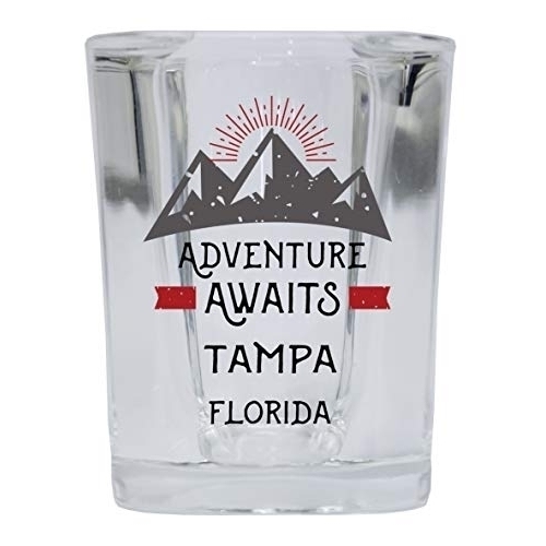 Tampa Florida Souvenir 2 Ounce Square Base Liquor Shot Glass Adventure Awaits Design