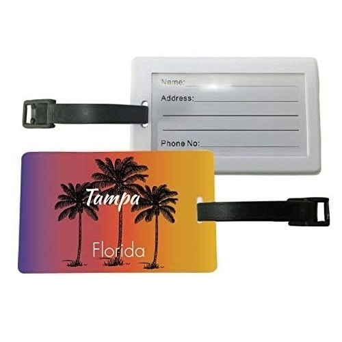 Tampa Florida Palm Tree Surfing Trendy Souvenir Travel Luggage Tag 2-Pack