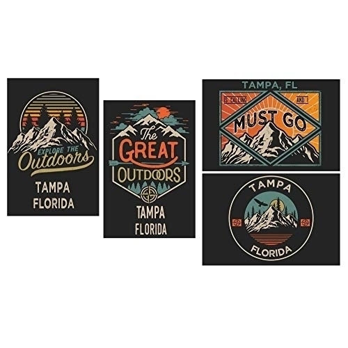 Tampa Florida Souvenir 2x3 Inch Fridge Magnet The Great Outdoors Design 4-Pack
