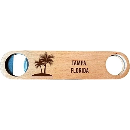 Tampa, Florida, Wooden Bottle Opener Palm Design